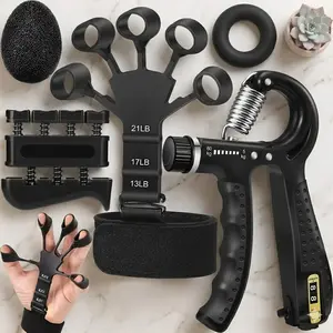 5 Pack Hand Grip Strengthener Kit, Adjustable Resistance Grip Strength Trainer, Forearm Exerciser with Massage Balls for Hand Therapy, Wrist & Forearm Workout Home Gym