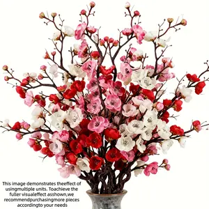6-Pack Large Artificial Three-Color Cherry Blossom Flowers | Long Stem Plastic Daisy Vibrant Faux Flowers for Home Decor, Weddings, Engagements, Parties, Living Room, Tabletop, Kitchen, Vase Decor, Garden Landscaping, Suitable for Valentine'S Day