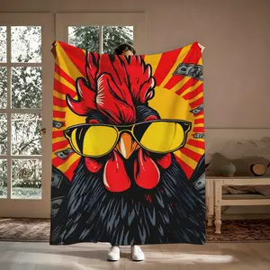 Stylish Rooster Flannel Throw, Super Soft Lightweight Breathable Blanket, Cozy Throw for Couch, Bedroom, Game Room, Ideal Gift for Teens & Adults, All Season Use
