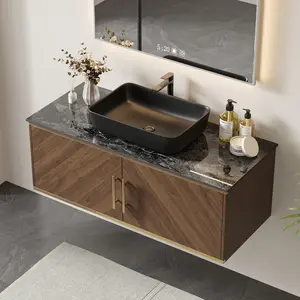 Artificial Marble Countertop And Wooden Bathroom Cabinet Furniture Storage