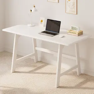 IOTXY White Solid Wood Writing Table - Minimalist Computer Desk for Home Office Work Study Creativity and PC Workstation