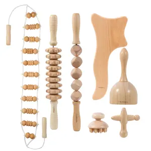 7 Pack Wood Therapy Massage Tools, Gua Sha and Cellulite Massager,Maderoterapia Kit Colombiana,Lymphatic Drainage Massager Tools Body Care Comfort Muscle Roller Stick