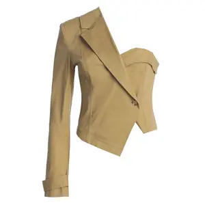Khaki Amal One Shoulder Top