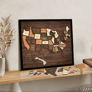 USA Travel Map,11.8''X9.8'', Wooden USA Map Puzzle, Perfect For Couples and Families Gift  Wall Decor