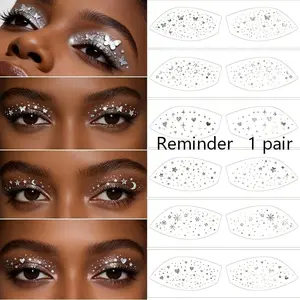 European and American eye shadow stickers, metallic tattoo stickers, waterproof silver hot stamping decorative freckle stickers, party makeup glitter eye makeup stickers
