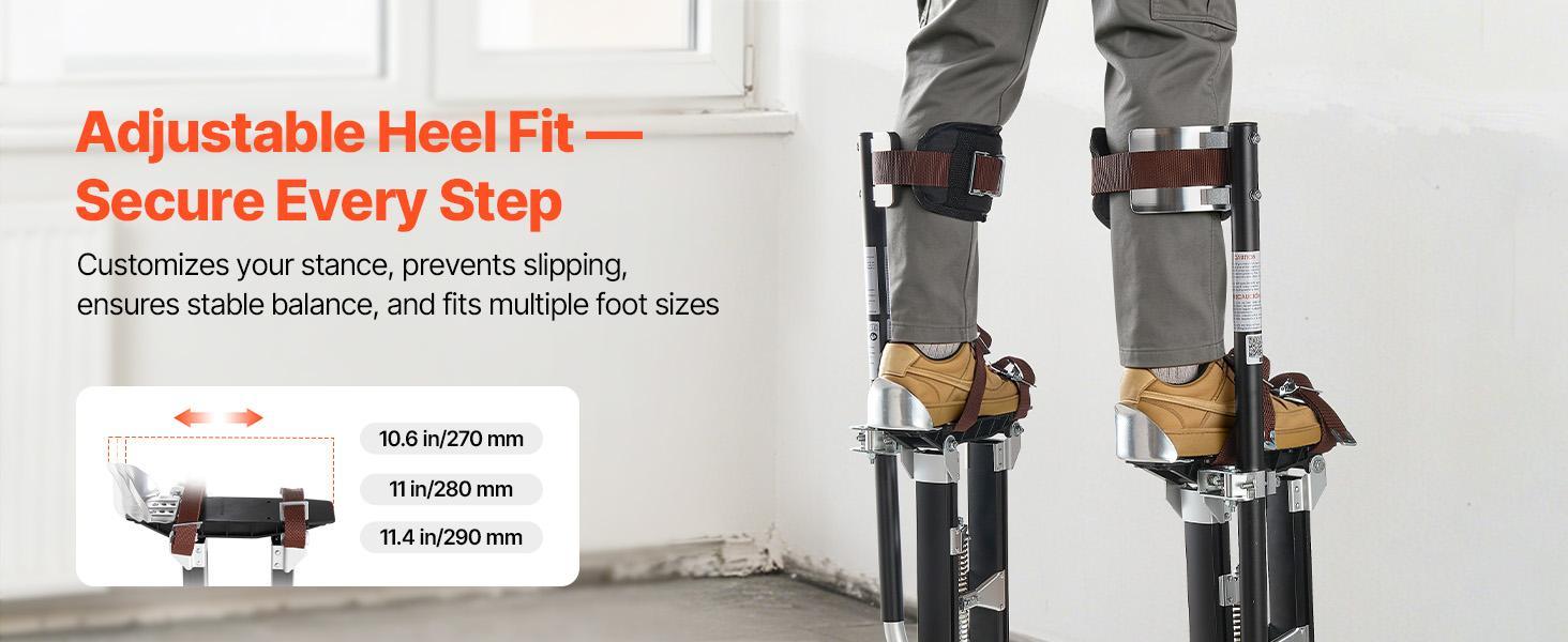 VEVOR Adjustable Height Drywall Stilts - 19.1-31.1 in Aluminum Drywall Tools, 228 lbs Load Capacity, Non-Slip Rubber Feet, Dual Spring Shock Absorb, Comfortable Leg Straps, Oxford Fabric Components, 3 Levels Heel Brackets, for Painters, Black#BackToSchool VEVOR Adjustable Height Drywall Stilts - 19.1-31.1 in Aluminum Drywall Tools, 228 lbs Load Capacity, Non-Slip Rubber Feet, Dual Spring Shock Absorb, Comfortable Leg Straps, Oxford Fabric Components, 3 Levels Heel Brackets, for Painters, Black#BackToSchool