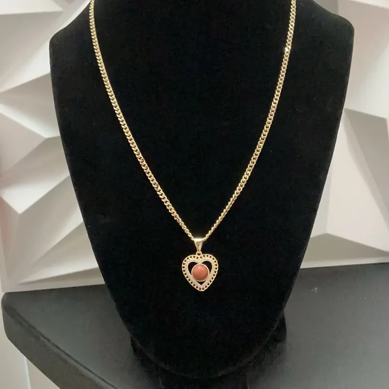Cadena cubana con dije de piedra venturina size 18