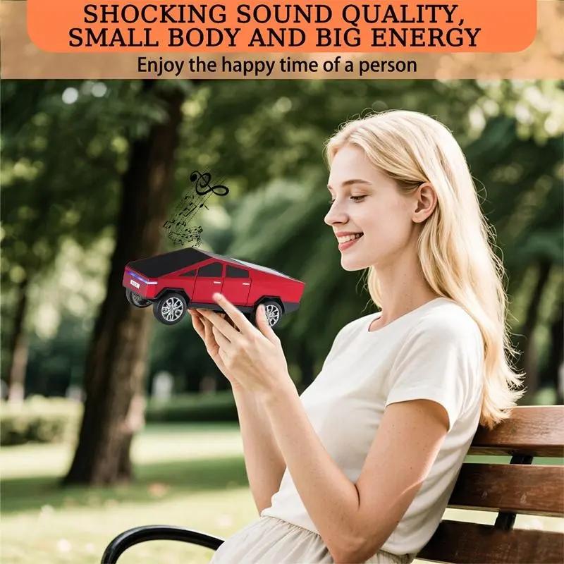 Multifunctional Pickup Truck Model Bluetooth Speaker Rechargeable with USB TF Card AUX FM Radio TWS Pairing for Indoor Outdoor Party Birthday Gift Stereo Cybertruck Portable Audio Connection Smartphone Wireless Classic Car Style Design Vintage