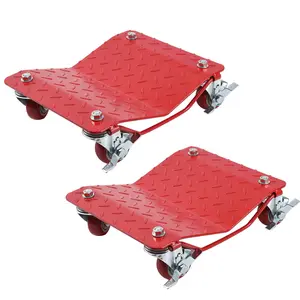 Wheel Dolly Set of 2, 3000LBS Capacity Car Dolly Wheels Cart Moving Cars, Heavy Duty Vehicle with 360°Rotational Wheel for Moving Cart Moving Cars, Trucks, Trailers, Motorcycles,Red