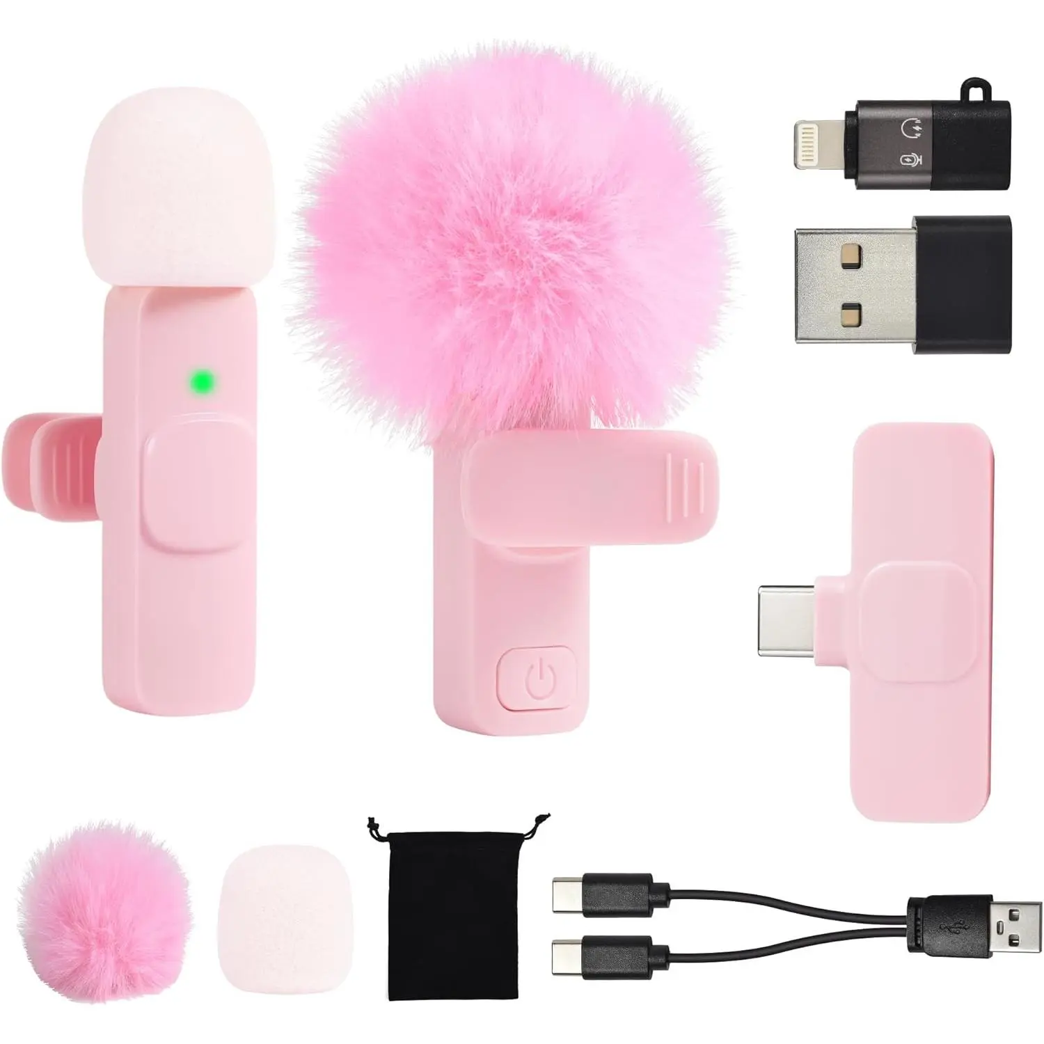 Mini Pink Microphone for  Android Phone Tablet ipad PC, Usb C  Lavalier Mic for Video Recording Vlogging Youtube  Podcast Interview content creators,  Microphones Type C Mics