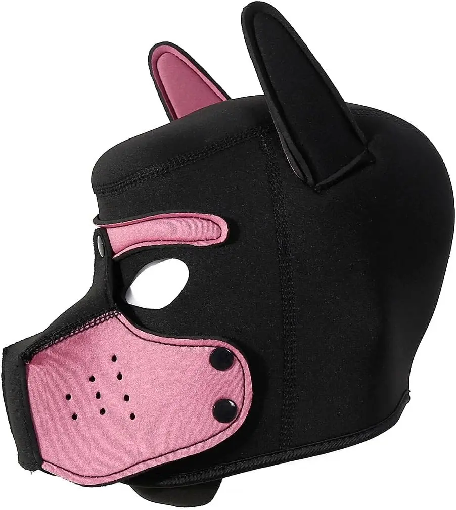 Adults Neoprene Puppy Full Face Hood Mask Removable Cosplay Pup Play Gear Dog Hood