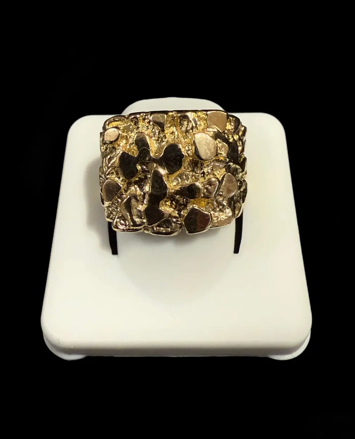 Ali Jewelers Solid 10kt Yellow Gold Statement Ring, Unisex Textured Nugget Band, Fine Jewelry, 9.4g, Nugget Rings