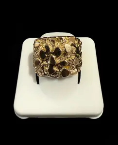 Ali Jewelers 10 Karat Gold Nugget Ring - Hazard-Free Unisex Costume Fashion Accessory, Gold Rings