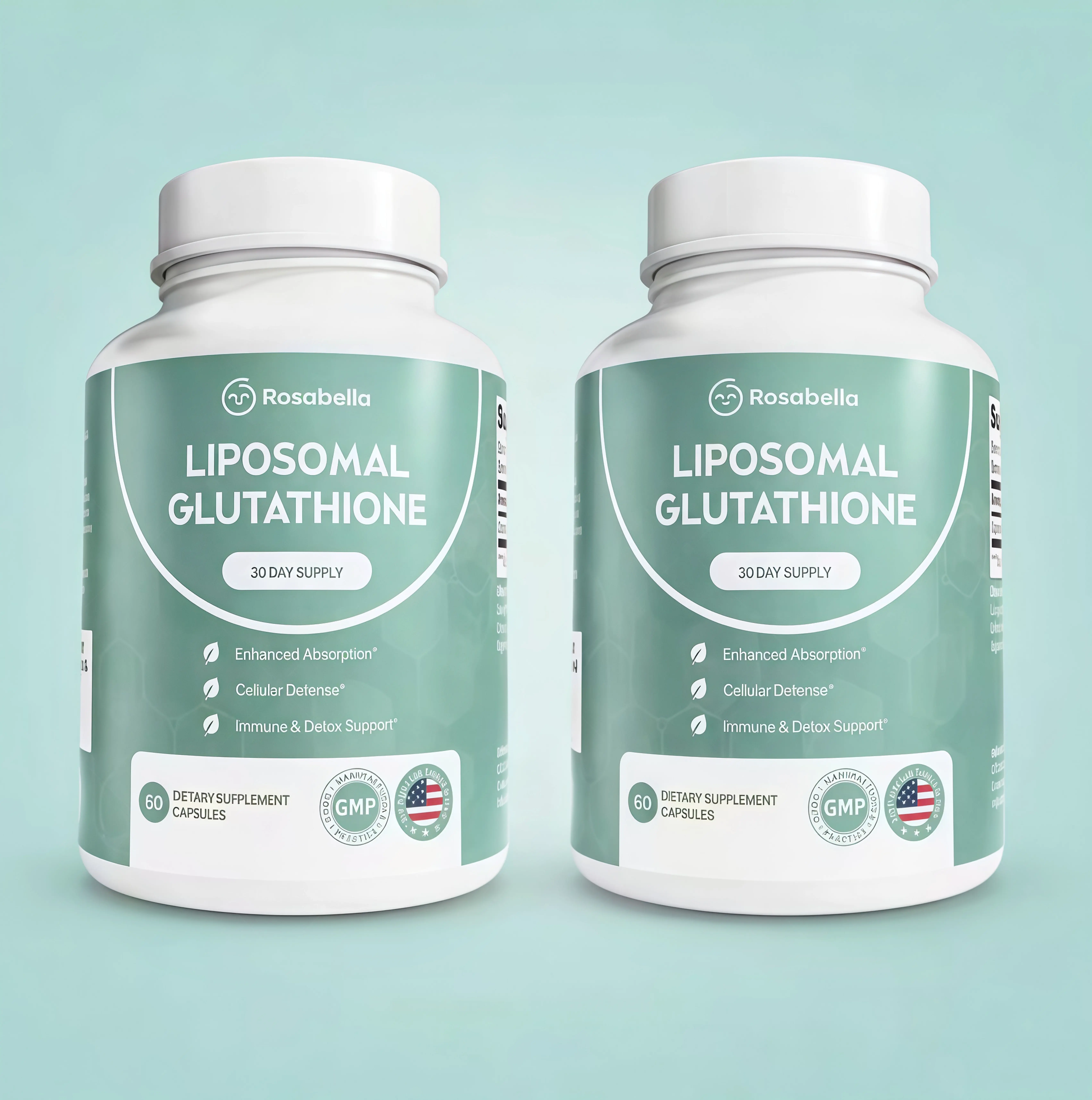 2 Pack Liposomal Glutathione Capsules JB– Skin Glow, Immune & Detox Support (60 Count) - Rosabella