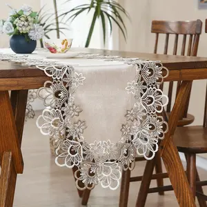 Lace Table Runner, 1 Count Modern Simple Tablecloth, Dustproof Dinner Table Mat for Kitchen Dining Room, Table Decoration Supplies for Home Party Wedding