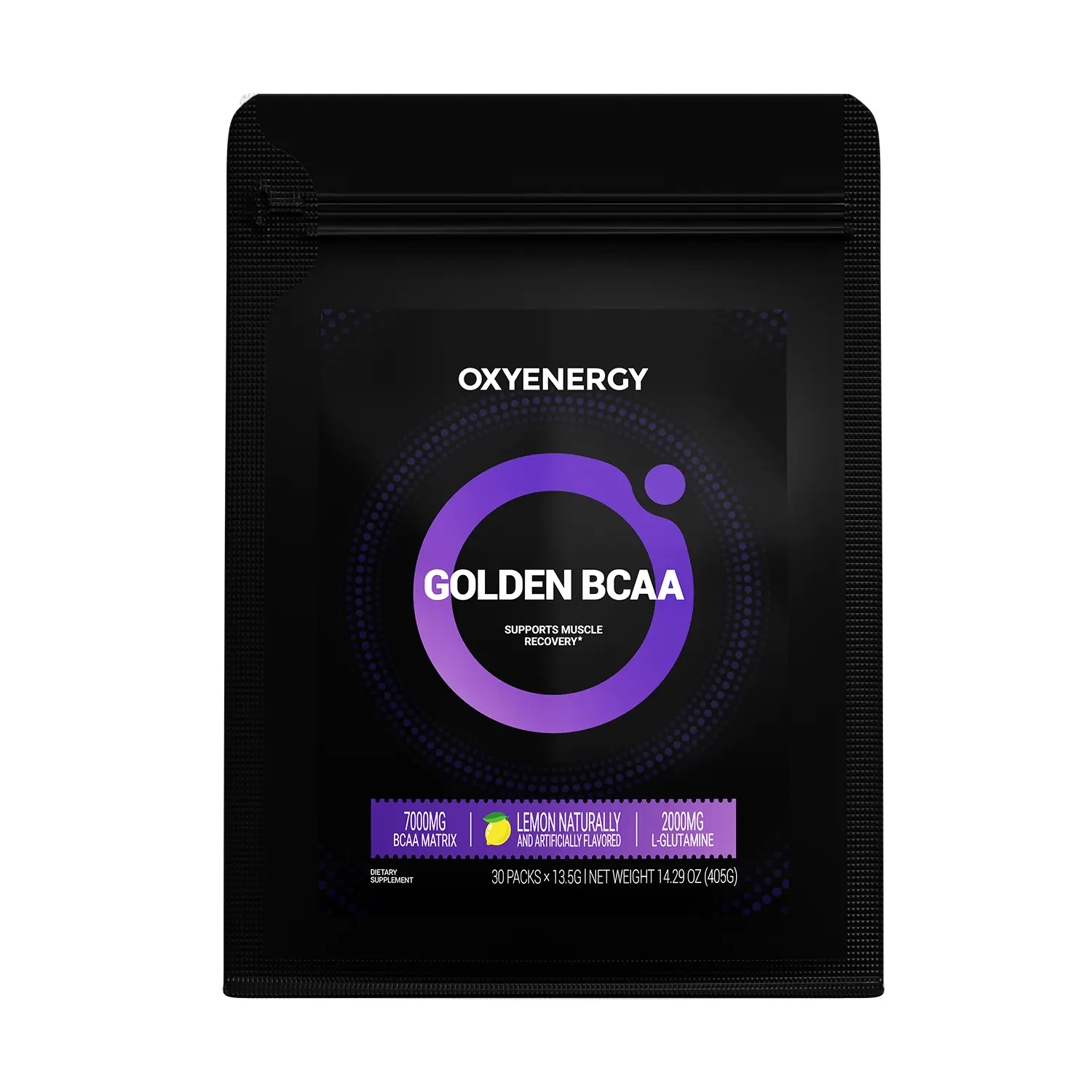 OXYENERGY GOLDEN BCAA Powder | L-Leucine, L-Isoleucine, L-Valine + Glutamine |Supports Natural Muscle Strength