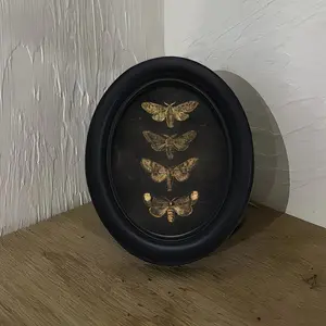 Vintage Gothic Quote Frame, Oval Wall Decor, Home Decor Accessory, Dark Background, Artificial Wood Structure, Perfect for Home Office Halloween Decoration, Item Frame Decoration