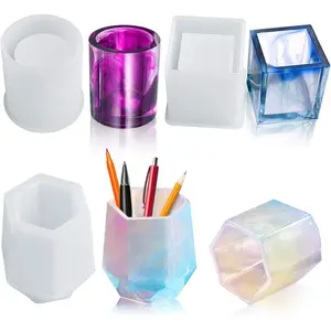 3 Pcs Cup-shaped Resin Silicone Mold, Cosmetic Brush Holder Storage Process Epoxy Resin Mold, Used for Pen Holder, Cosmetic Brush Container