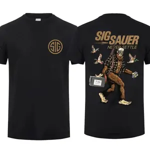 2025 Sig Sauer Bigfoot Never Settle 2 Sided T-Shirt, Unisex Short Sleeve Casual Cotton, Top Menswear, Tactical Gear