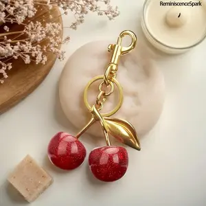 3-Pack Cute Cherry Keychain Bag Charms for Women – Stylish Purse & Car Keyring Accessory, Adorable Decor for Leather Handbags & Daily Essentials, Perfect Anniversary & Wedding Gift Idea