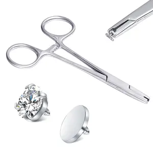 Piercing Ball Removal Tool, 3mm/4mm/5mm Jaw Stainless Steel Piercing Holding Tools Ball Unscrew and Screw Dermal Anchor Forceps for Dermal Tops Pliers for Nose Septum Labret Earrings Piercing