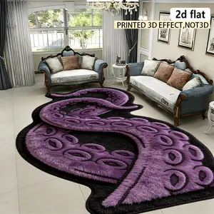2D flat creative irregular carpet, purple snake fur simple luxury modern home decor carpet suitable for cloakroom corridor soft mat bathroom washable carpet Fluffy Area Rug