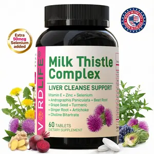VORDLIFE Milk Thistle Liver Detox & Colon Cleanse, Natural Liver Health Support with Dandelion & Turmeric | Antioxidant & Metabolism Support with Zinc & Selenium | 60 Tablets, 30-Day Supply