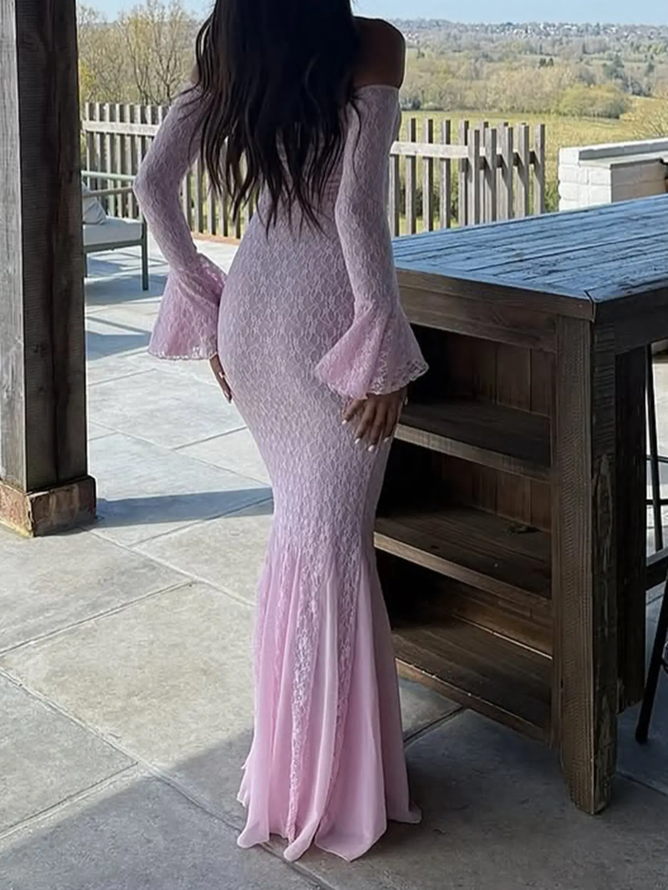 Women's Y2K Halter Hollow Out Long Sleeve Dress, Spring Summer New Fashion Chic, Aesthetic, Clothing for Women's Y2K Halter Hollow Out Long Sleeve Dress, Spring Summer New Fashion Chic, Aesthetic, Clothing for