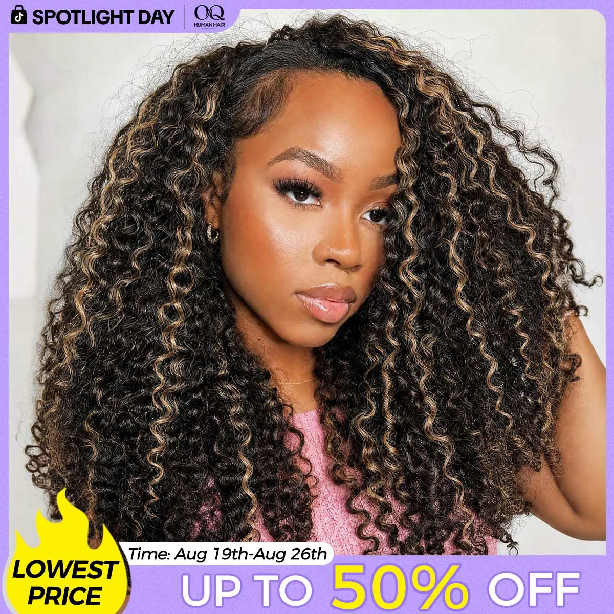 OQ HAIR Burmese Curly Half Wig Human Hair P1B/30 3 In 1 Half Wigs for Women Seamless Flip Over Glueless Wigs Human Hair with Drawstring Beginner Friendly Daily Wear #SohoChic #TikTokShopBackToSchool