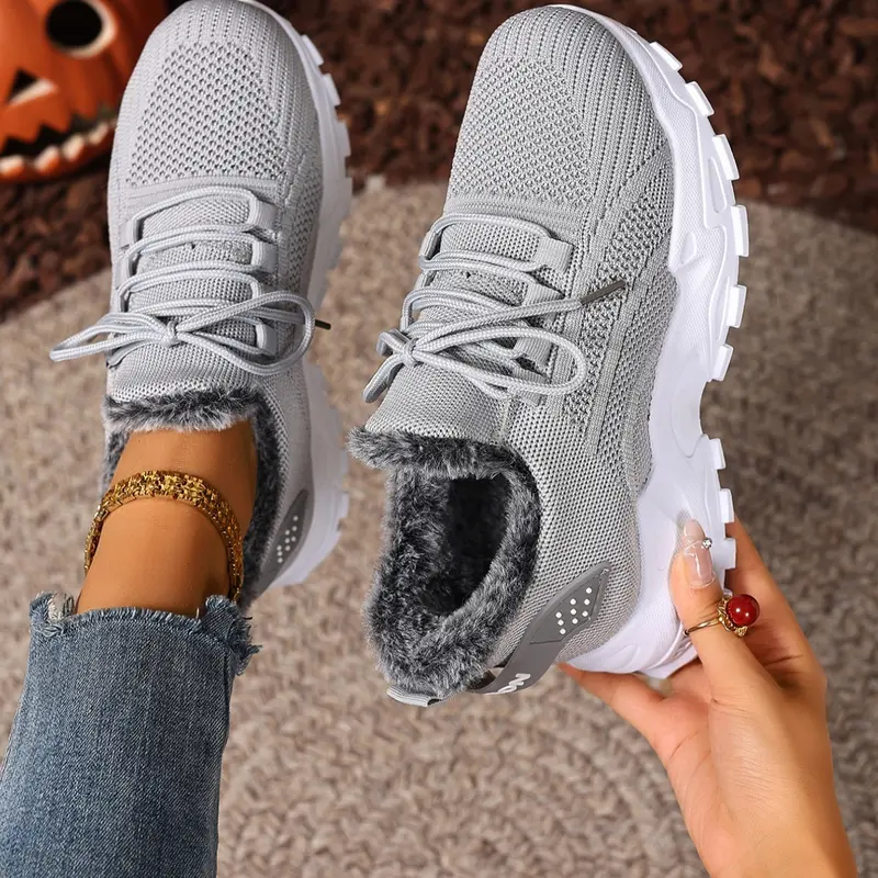 Women's Plus Size Warm Fleece Lined Boots, Fashionable Boots, Casual Snow Boots for Fall & Winter, Comfortable Outdoor & Indoor Wear Footwear, Walking Shoes, Insulated Winter Footwear