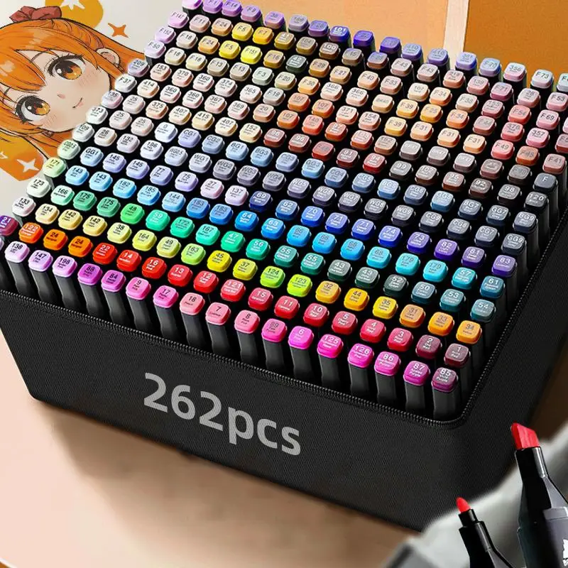 262/168/120/36/24 Color Pens, Dual Tip Art Markers with Kickstand Case, Alcohol Markers for Coloring, Painting, Sketching and Drawing, Excellent Gift!