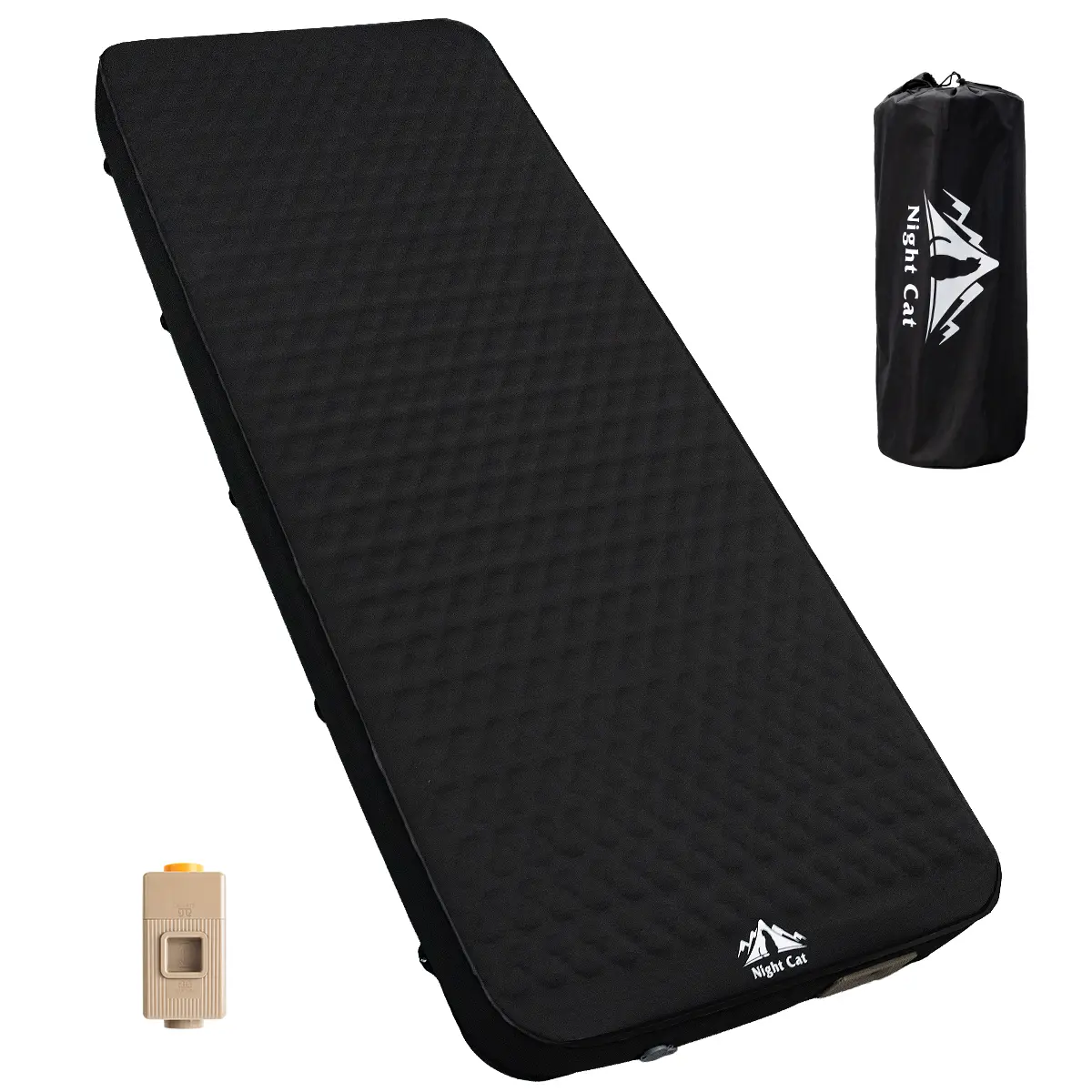 Night Cat Inflatable Sleeping Pad: Built in Electric Pump 4" Thick Foam Black Camping Sleeping Pads for Travel Car Camping tiktokshopbacktoschool