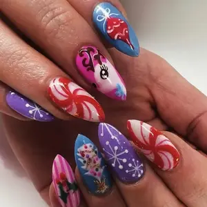 Christmas Nail Set with Festive Designs for Women