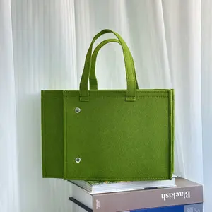 Green Felt Backpack & Stationery Bag Lightweight Everyday Carry Organizer for Students and Office Use Soft Comfortable Material
