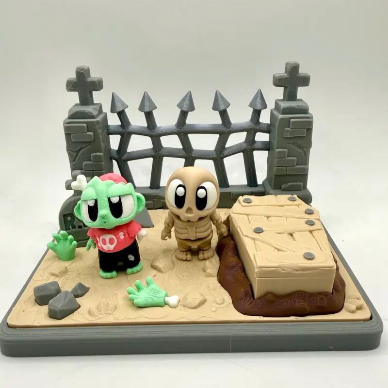 Zombie Graveyard Play Set - Includes 2 Zombies & 1 Skeleton Figurine