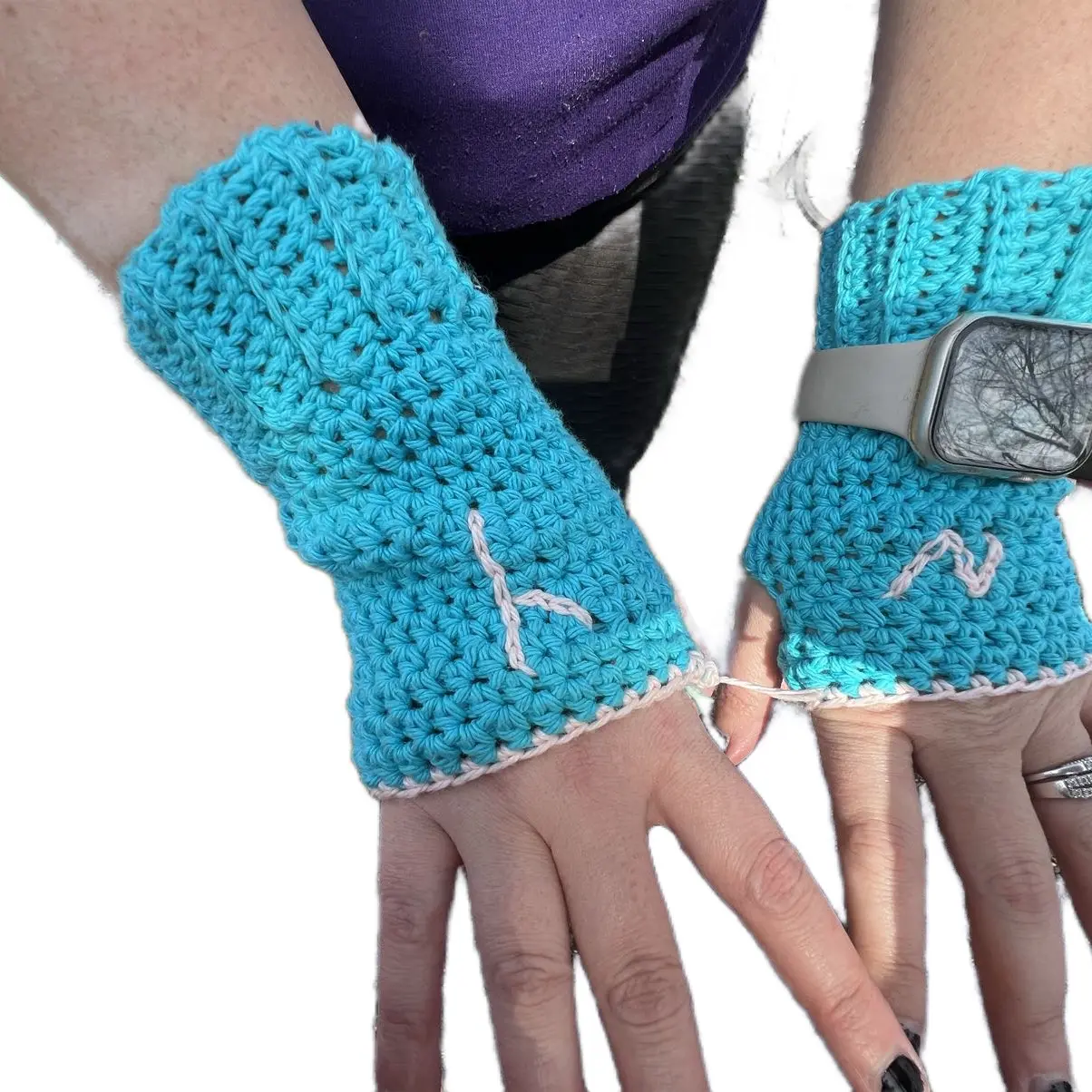 Crocheted hand gloves Winter Mittens Fingerless Gloves