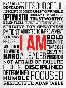 HoneyKICK I AM Affirmations Canvas Wall Art - Motivational Inspirational Wall Decor for Office, Bedroom, Gym, Classroom - Abstract Wall Art Canvas Print for Women - Positive Affirmation Wall Art