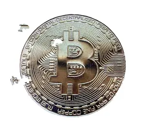 Wooden Bitcoin Puzzle - Golden Circular Bitcoin 192 Pieces by BlockCraft.Shop 42cm x 42cm…
