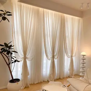 Beaded Decor Curtain, Solid Color Curtain, Window Curtain, Home Decor for Living Room Bedroom, Room Decor, Home Decor, Beaded Curtains