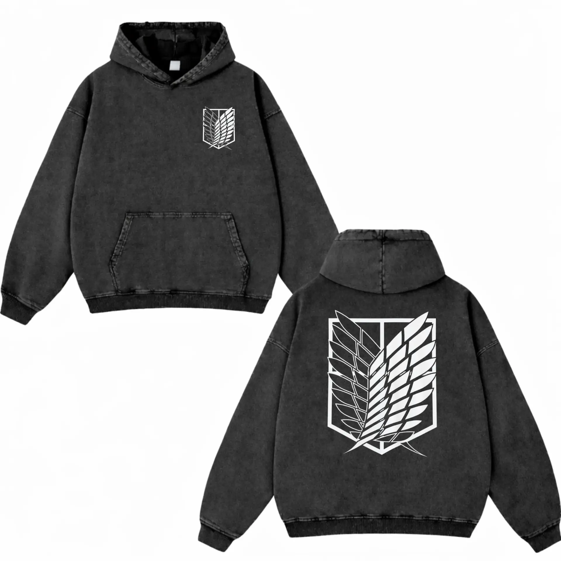Retro Attack on Titan Washed Hoodie, Oversized Menswear And Women Menswear Top, Anime Y2K Graphic Apparel
