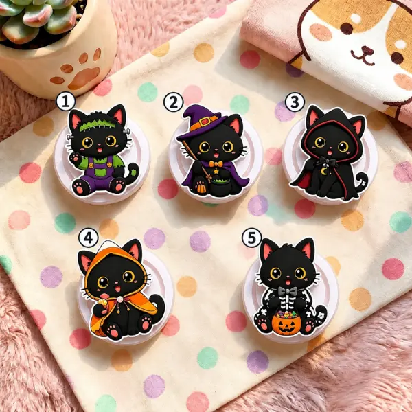 Spooky Black Cat Halloween MagSafe Phone Grip Collection, Cute Witch, Vampire & Frankenstein Kitty PopSocket, Autumn Fall Cat Lover Accessory, TikTok Viral Merch