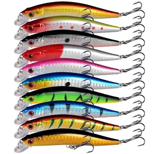 10PCS Fishing Lures Kit Mixed Including Minnow Popper Crank Baits with Hooks for Saltwater Freshwater Trout Bass Salmon Fishing