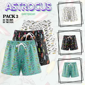 OPRINT Fishing-Inspired 3-Pack Men’s Shorts – Lightweight, Breathable, Quick-Dry Mesh with 5 Inch Inseam for Summer & Sportswear