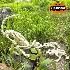 Fun Halloween Skull Set! 3 Pieces Plastic Animal Skulls Outdoor Garden Lawn Decorations, Holiday Halloween Hanging Ornaments