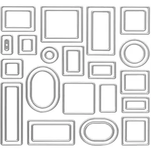 Metal Geometric Figure Lables Cutting Dies,Square Circle Frame Lables Die Cuts Embossing Stencils Template Mould for Card Scrapbooking and DIY Craft Album Paper Card Decor