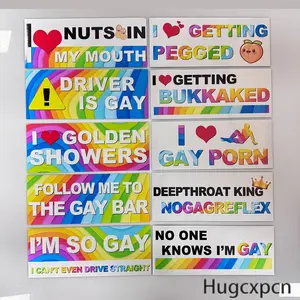 Hugexpen 10 Pcs Bumper Decals Funny LGBT Stickers Rainbow Bumper Prank Car Stickers Colorful Car Accessories for Truck Vehicle Luggage Window Refrigerator
