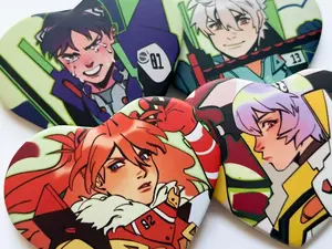 NEON GENESIS EVANGELION KNIGHTS 2.25" HEART BUTTONS