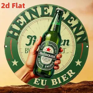 Aluminum Vintage Beer Classic Logo 8x12 Inch Round Wall Decor Engraved Retro Sign for Pub Bar Man Cave Garage Home Art