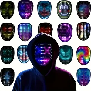 Decompress [LED Mask with Gesture Sensing] LED Mask with Gesture Sensing, Unisex Light Up Mask with Face Transforming, Lighted Halloween Mask, 25 Moving & 25 Still Pictures, Costume Cosplay Party Masquerade