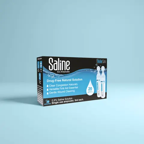 Shusher Care Saline Ampoules – Sterile Single-Use Saline Solution for Nasal, Wound & Piercing Care